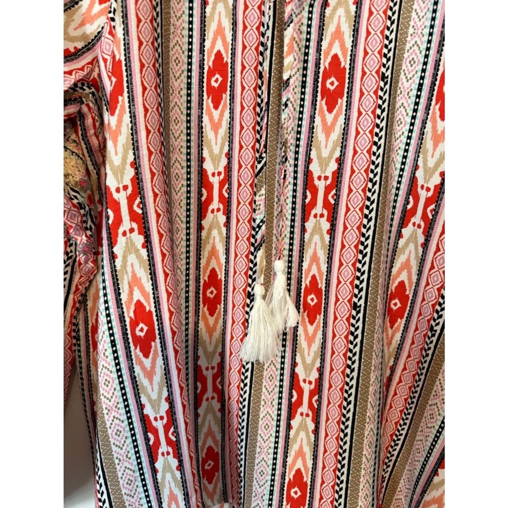 NWT SAVANNA JANE Top Womens Pink Cottagecore Peasant Southwest Pattern Size XL - Picture 3 of 9